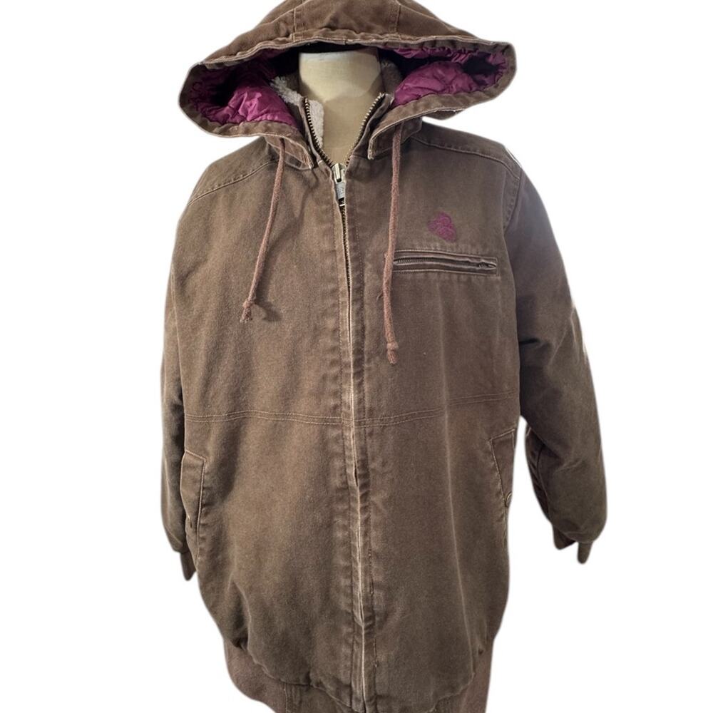 "Legendary" Womens Brown Zip CHore Coat Vintage Y2K SZ L Western Sherpa Lined‎